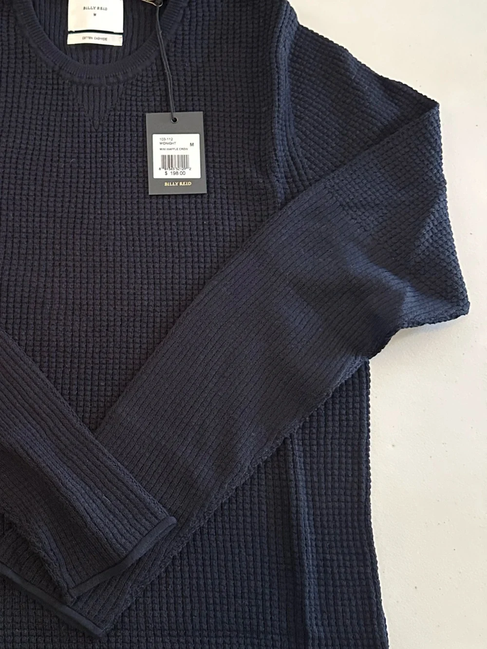 Billy Reid Navy Waffle-Knit Crewneck Sweater